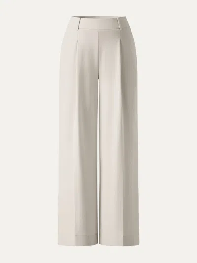 Oglmove Stretchy Flowy High Rise Wide Leg The Success Pants In Ash Ivory