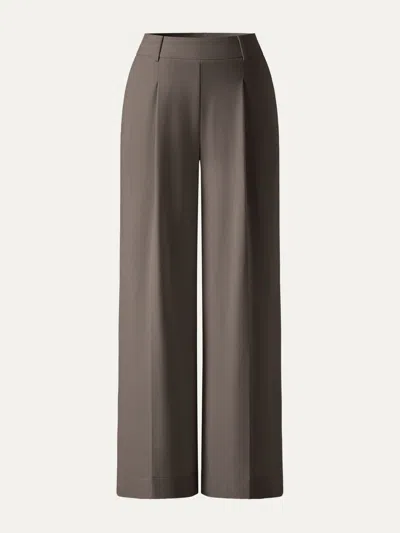 Oglmove Stretchy Flowy High Rise Wide Leg The Success Pants In Dark Truffle