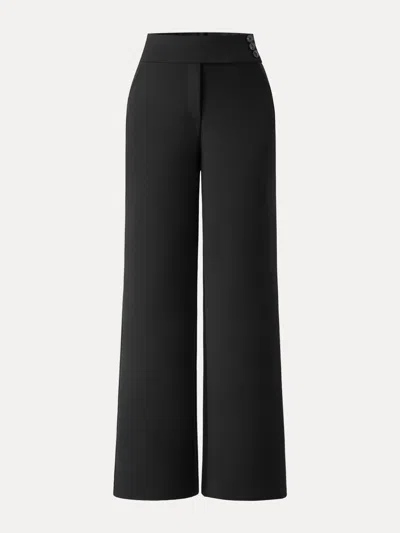 Oglmove Stretchy High Rise Wide Leg Pants With Pockets In Black