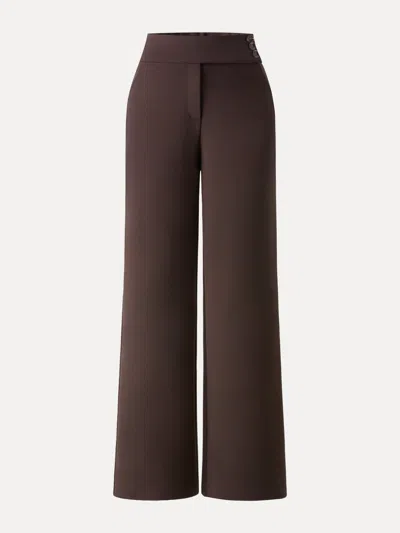 Oglmove Stretchy High Rise Wide Leg Pants With Pockets In Brown