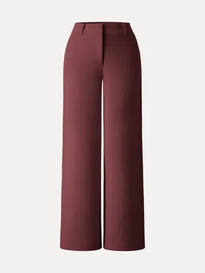 Oglmove Stretchy Mid Rise Fly-front Wide Leg Trouser In Orange Red