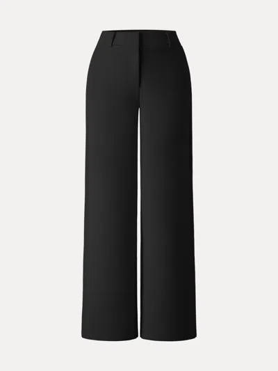 Oglmove Stretchy Mid Rise Fly-front Wide Leg Trousers In Black
