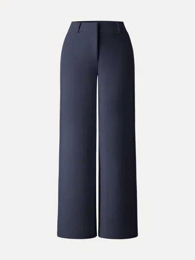 Oglmove Stretchy Mid Rise Fly-front Wide Leg Trousers In Blue