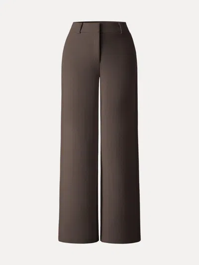 Oglmove Stretchy Mid Rise Wide Leg Trouser In Cedar Brown