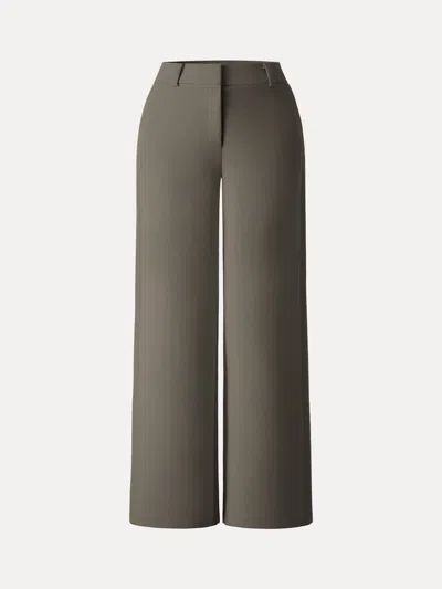 Oglmove Stretchy Mid Rise Wide Leg Trouser In Deep Dry Olive