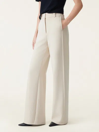 Oglmove Stretchy Mid Rise Wide Leg Trouser In Morning Mist
