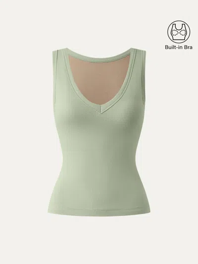 Oglmove Stretchy V-neck Cotton New Airy Bra Tank