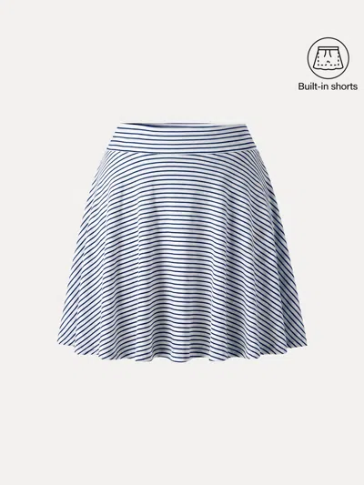 Oglmove Striped Circle Flare Pull-on Skort In Blue