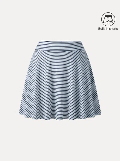 Oglmove Striped Circle Flare Pull-on Skort In Blue