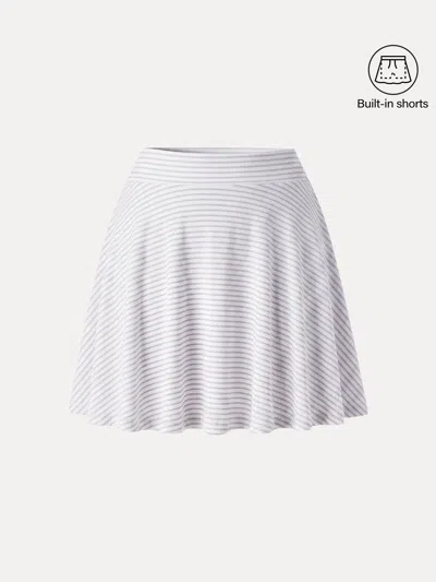 Oglmove Striped Circle Flare Pull-on Skort In White