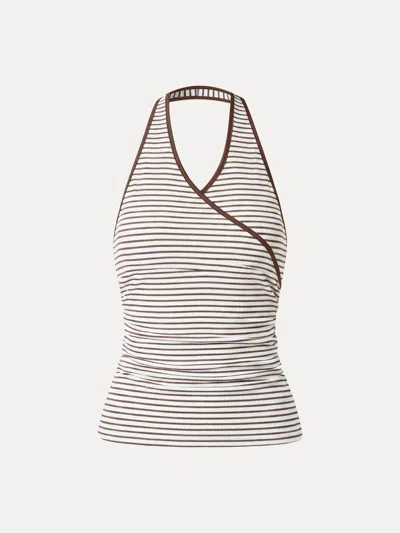 Oglmove Striped Halter Neck Tank Top In Multi