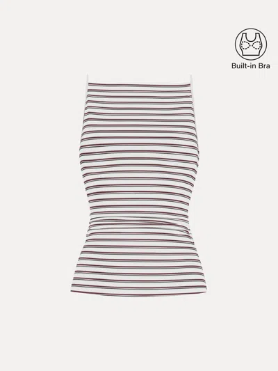 Oglmove Striped Side Ruched Spaghetti New Airy Bra Tank