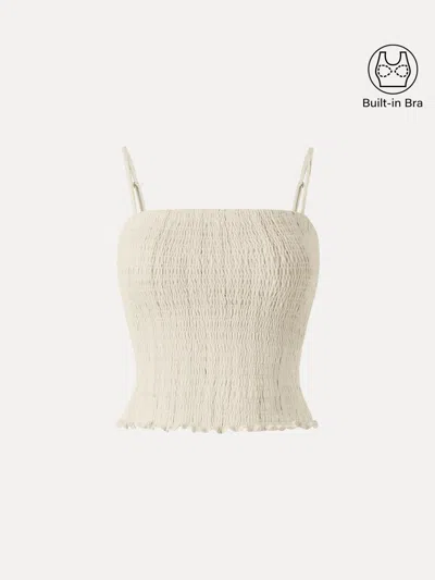 Oglmove Striped Smocked Adjustable Spaghetti Bra Tank