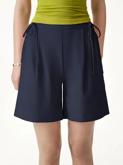 Oglmove Summer Ponte Drawstring Shorts With Pockets In Blue