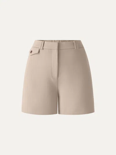 Oglmove Summer Ponte High Rise Shorts With Pockets In Brown