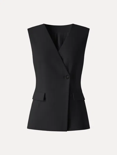 Oglmove Summer V-neck Office Staple Waistcoat With Pockets In Black