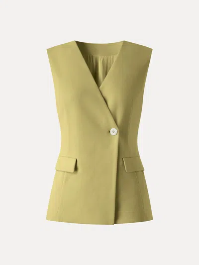 Oglmove Summer V-neck Office Staple Waistcoat With Pockets In Green