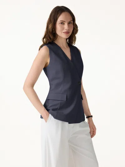 Oglmove Summer V-neck Office Staple Waistcoat With Pockets In Multi