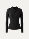 Oglmove Surplice Long Sleeve Top In Black