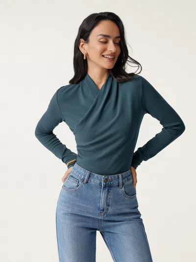 Oglmove Surplice Long Sleeve Top In Green