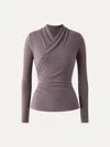 Oglmove Surplice Long Sleeve Top In Purple