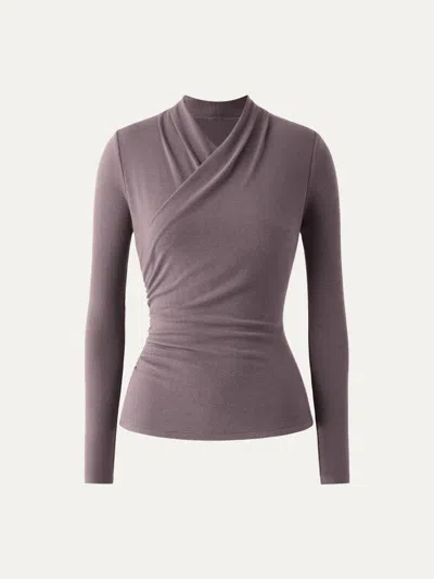 Oglmove Surplice Long Sleeve Top In Purple