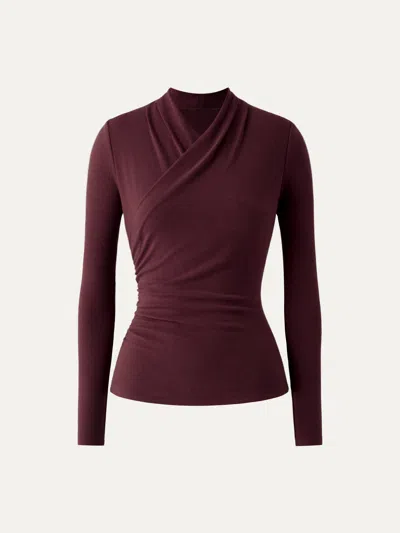 Oglmove Surplice Long Sleeve Top In Red