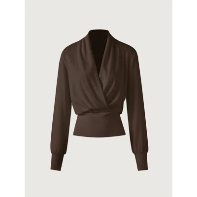 Oglmove Surplice Tuckable Top In Brown
