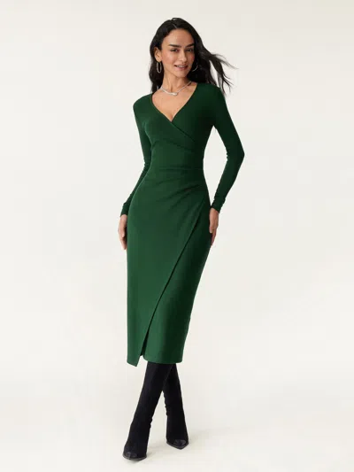 Oglmove Surplice Wrap Long Sleeve Dress