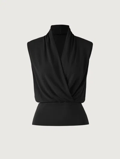 Oglmove Surplice Wrap Tank Top In Black