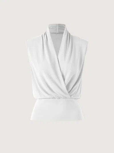 Oglmove Surplice Wrap Tank Top In White