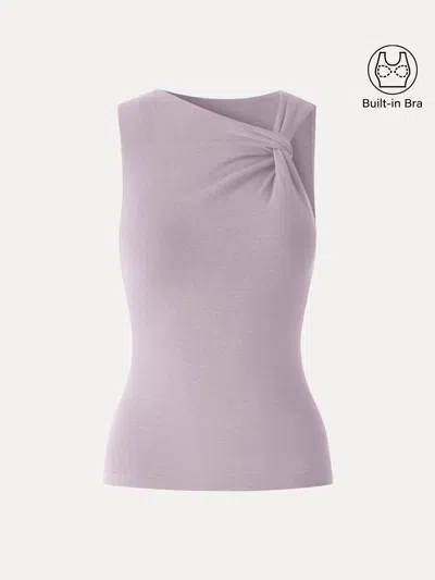 Oglmove Sweat-wicking Asymmetrical Neck Knotted Bra Tank