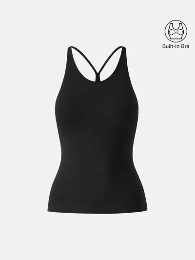 Oglmove Sweat-wicking Scoop Neck Bra Tank In Black