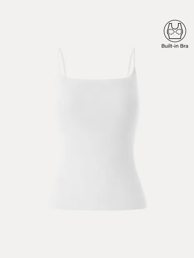 Oglmove Sweat-wicking Square Neck Stretchy Spaghetti Bra Tank In White