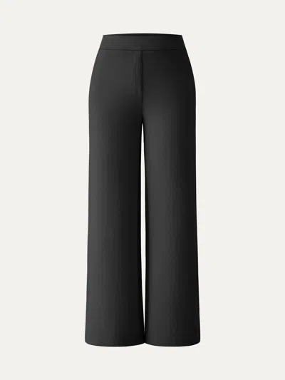 Oglmove Textured Mid Rise Pull-on Straight Pant With Pockets In Black