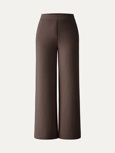 Oglmove Textured Mid Rise Pull-on Straight Pant With Pockets In Brown