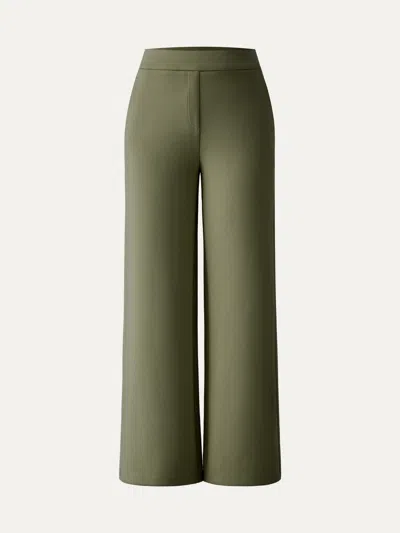 Oglmove Textured Mid Rise Pull-on Straight Pant With Pockets In Deep Olive Green