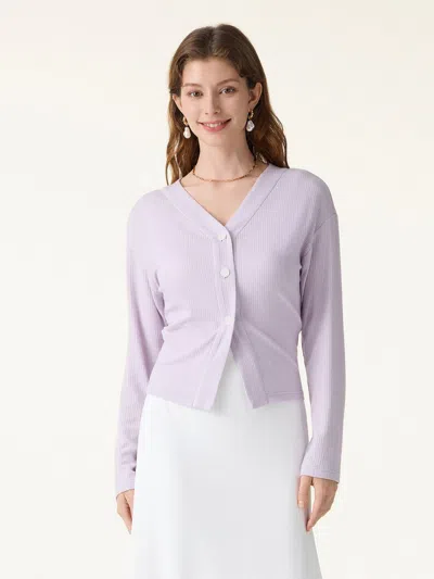 Oglmove Textured Rib Relaxed V-neck Button-up Cardigan
