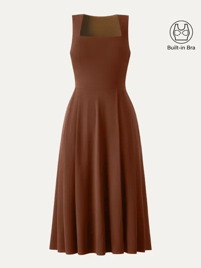 Oglmove The Anytime Little Bra Dress With Pockets In Cherry Wood Brown