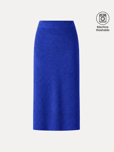 Oglmove The Everyday Textured Merino-blend Knit Skirt In Blue