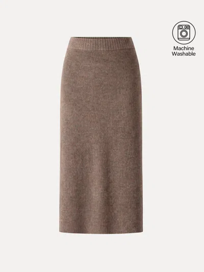 Oglmove The Everyday Textured Merino-blend Knit Skirt In Brown