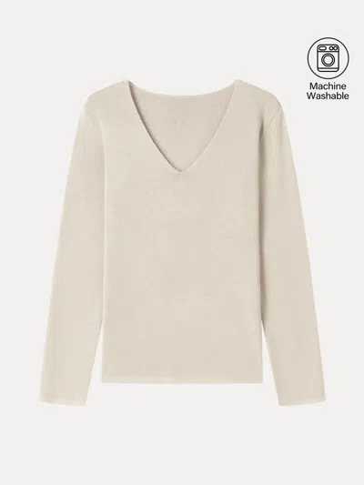 Oglmove The Everyday V-neck Merino-blend Sweater In Neutral