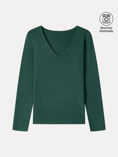 Oglmove The Everyday V-neck Merino-blend Sweater In Green