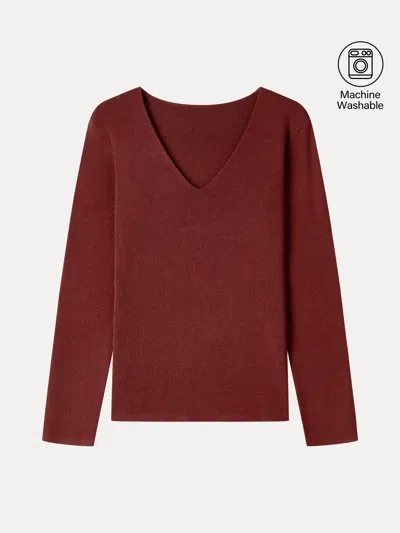 Oglmove The Everyday V-neck Merino-blend Sweater In Red