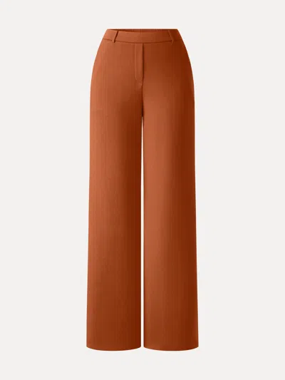 Oglmove Travelease Lyocell High-rise Wide Leg Pants With Pockets In Ruddy Orange