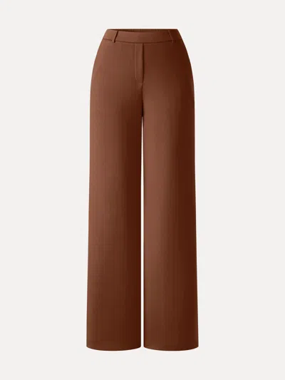 Oglmove Travelease Lyocell High-rise Wide Leg Pants With Pockets In Rust Orange