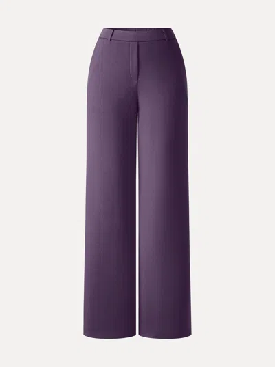 Oglmove Travelease Lyocell High-rise Wide Leg Pants With Pockets In Ultraviolet Purple