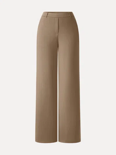 Oglmove Travelease Lyocell Spacer High-rise Wide Leg Pants With Pockets In Dark Khaki Brown