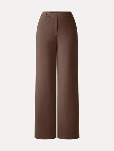Oglmove Travelease Lyocell Spacer High-rise Wide Leg Pants With Pockets In Hazelnut Brown