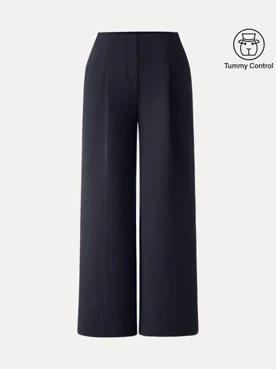 Oglmove Tummy-control Mid Rise Straight Leg Pull-on Pants In Black